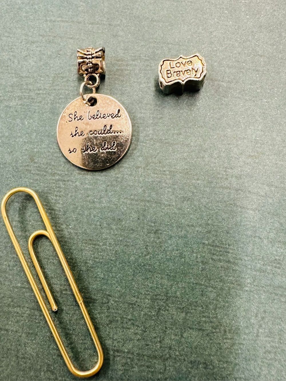 Silver Charms Set Of 2 She Believed She Could So She Did And Love Bravely B11